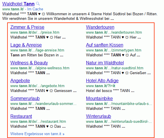 Google Sitelinks, Rich Snippets und Universal Search