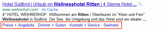 Google Sitelinks, Rich Snippets und Universal Search